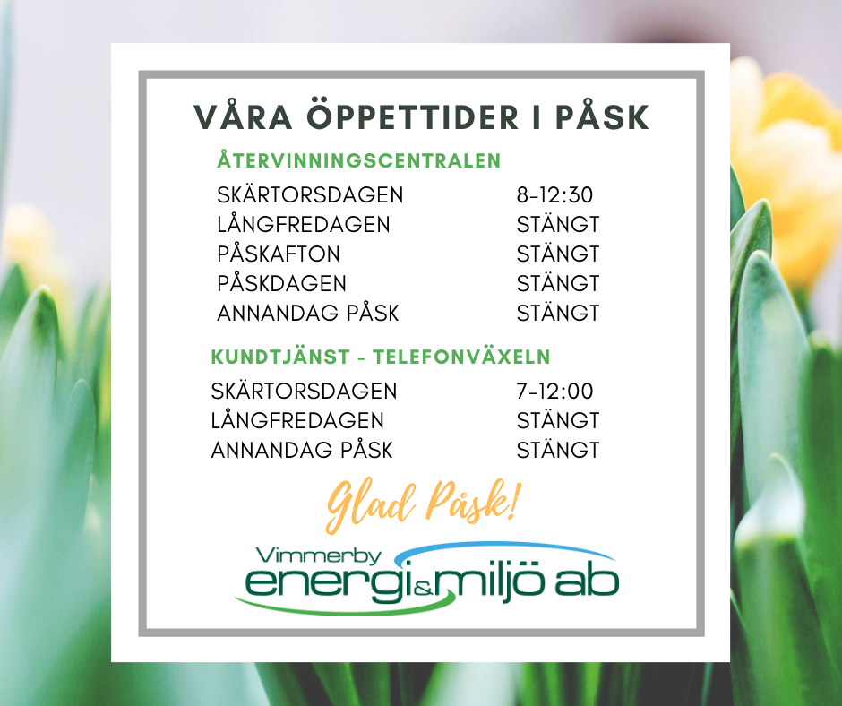 Öppettider i påsk 2021